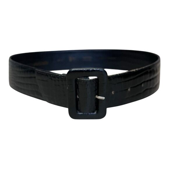 Avignon Vintage Black Leather Buckle Belt. Marked - 0213 ML Made in France - Picture 1 of 5